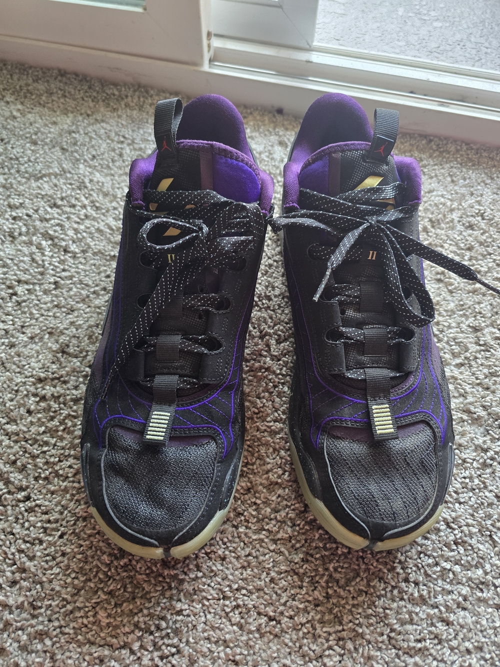 Jordan Black and Purple Low-Top Sneakers